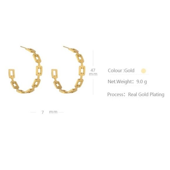 18k Gold Plated Minimalist Geometric Texture Earrings - Picture 8 of 8